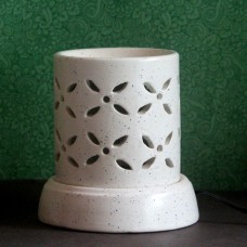 Cylendrical White Ceramic Electrical Aroma Burner With Matt Finish