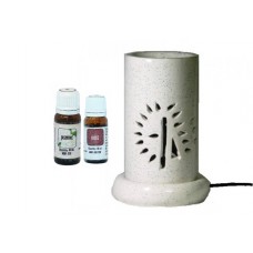Tall LG Designed Tower Shaped White Electric Aroma Burner with 2 (10 ml) Aroma Oils