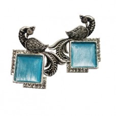 Oxidized Stonework Peacock Earrings